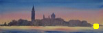 cityscape, landscape, seascape, cityscape, venice, lagoon, island, italy, europe, campanile, church, oberst, original watercolor painting